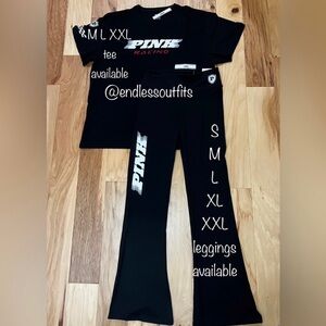 VS PINK RACING OUTFIT BLACK AND RED SHIRT AND ULTIMATE FLARE LEGGINGS SET